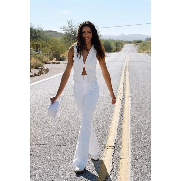 We The Free Jayde Flare High Rise Jeans White Size 27 - Picture 2 of 11